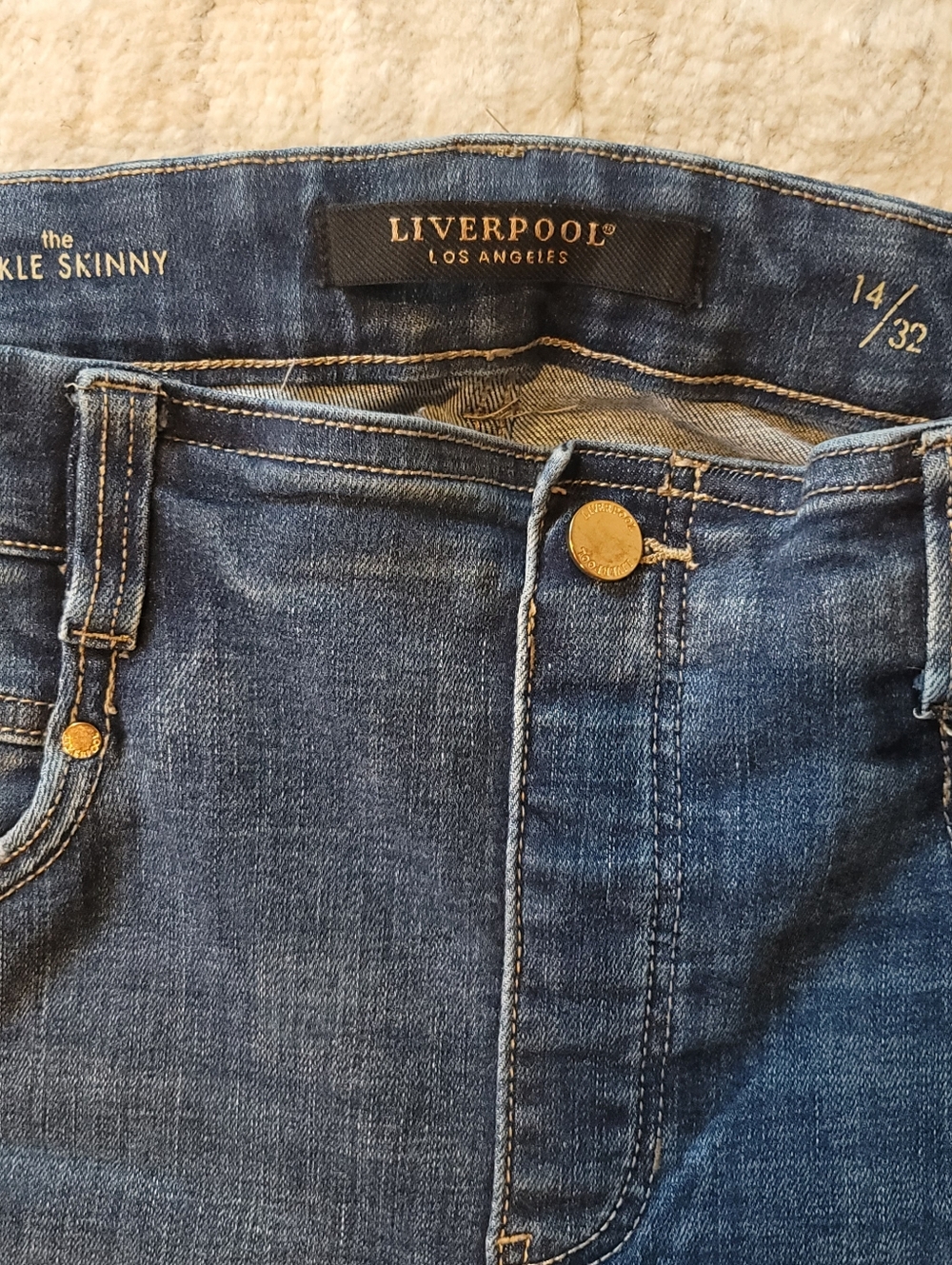LIVERPOOL Ankle Skinny High Rise Jeans Distressed Women's Size 14/32 - Picture 2 of 8